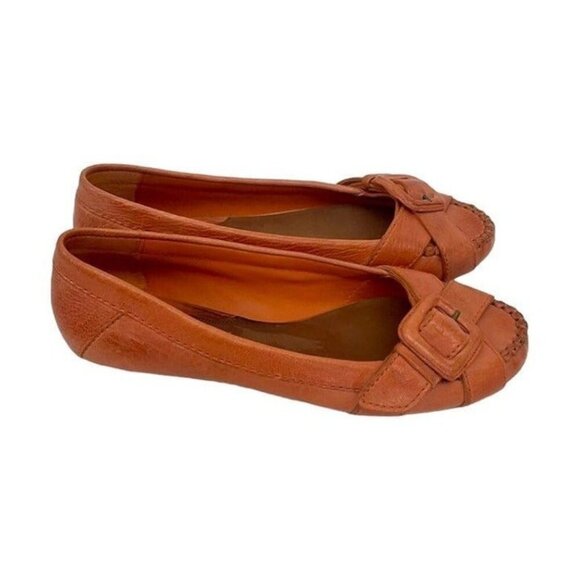 NEW Cole Haan Size 8 Orange Leather Slip-On Ballet Loafers w/ Buckle Accent - Picture 2 of 10